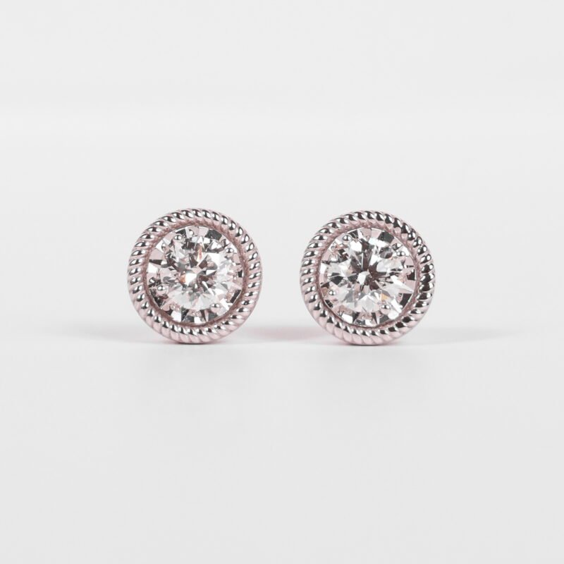 Earrings Solitaire Milgrain Setting