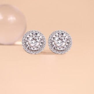 Earring Solitaire Halo 2 In 1 Setting GIA 0.5CT VVS1 D Color
