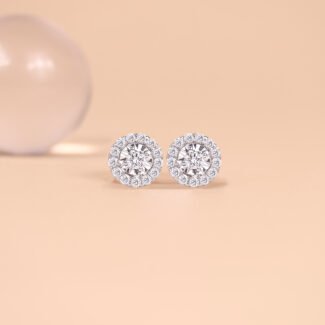 Earring Solitaire Halo CNC Setting