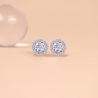 Earring Solitaire Halo CNC Setting