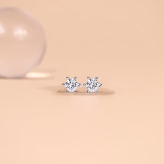 Earring Solitaire 6 Prong Setting