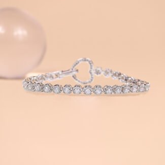 Bracellet Heart In Tennis Setting